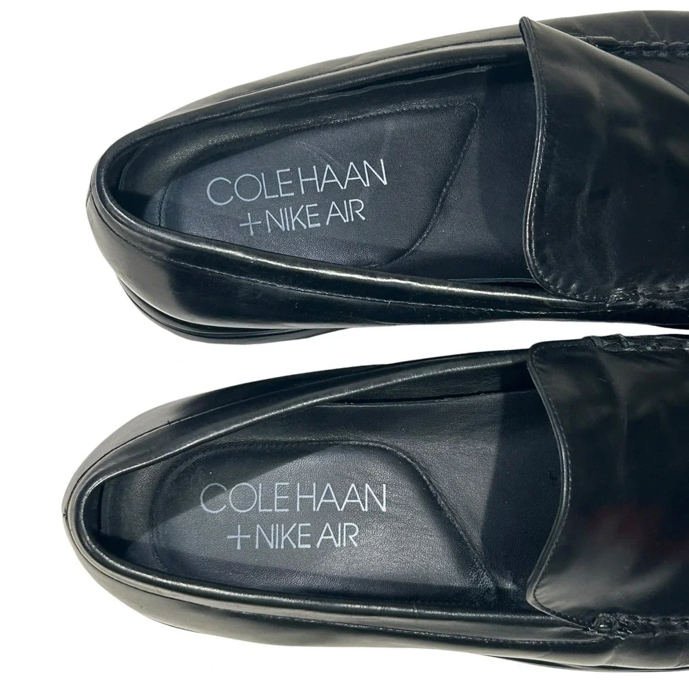 Cole Haan Nike Air Loafers Classic Black Leather Slip On Shoes 11 C08202